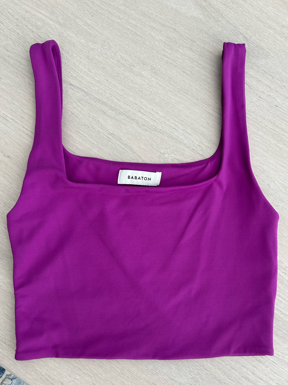 Babaton Magenta Square-Neck Crop Tank